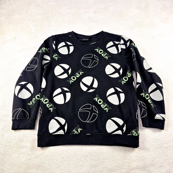 XBOX Logo Geometric Black Gamer Jumper Sweater 10-11 Year Unisex Youth Microsoft - Picture 1 of 8